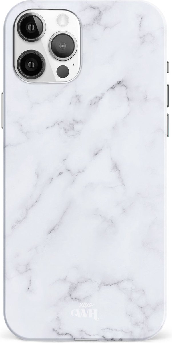 xoxo Wildhearts Marble White Lies - Double Layer - Hoesje geschikt voor iPhone 12 Pro Max hoesje - Marmer hoesje - Shockproof case - Beschermhoesje geschikt voor iPhone 12 Pro Max case - Wit