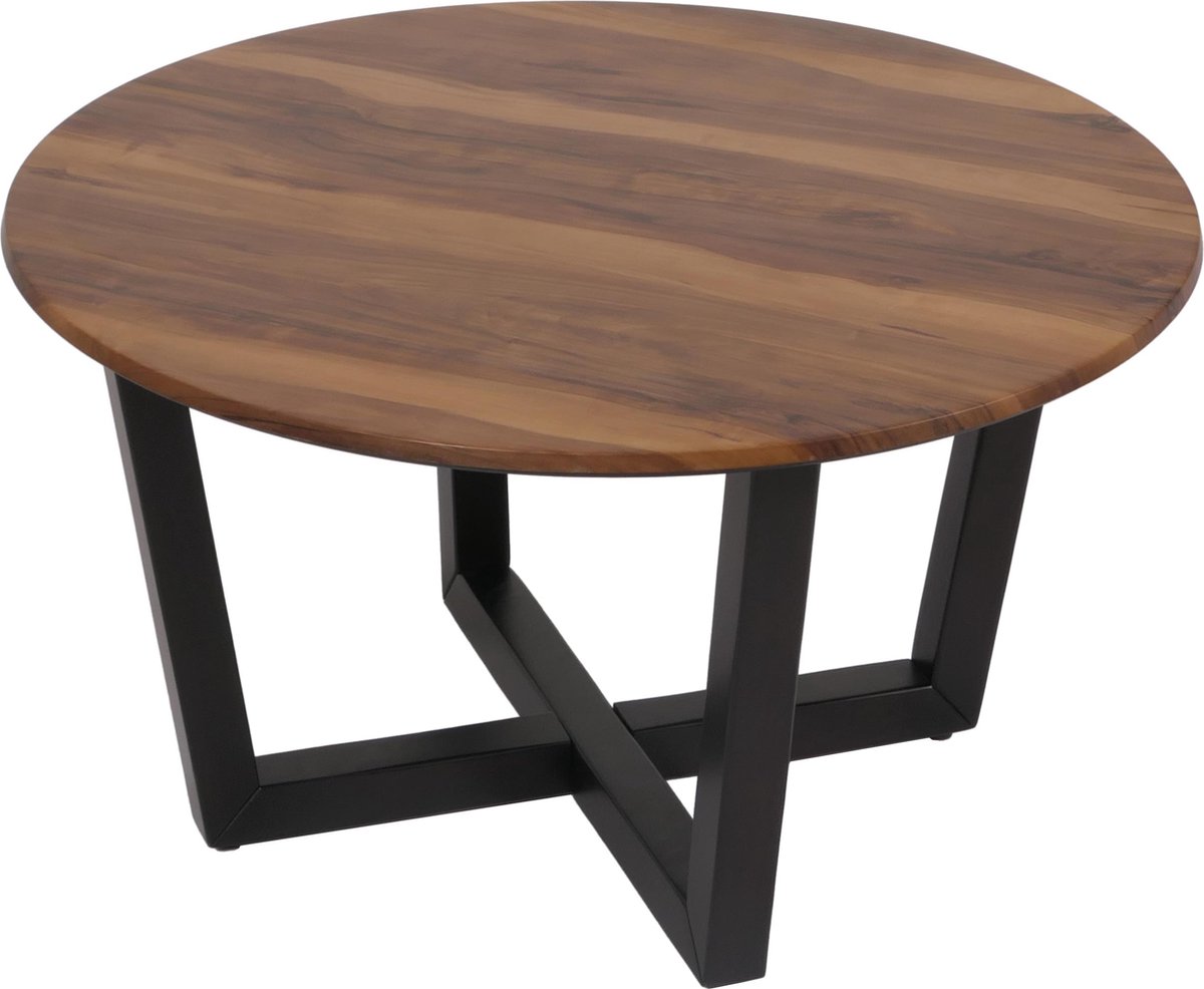 Salontafel HWC-M63- BijzettafelHDF Laminaat Melamine Ø80cm - Marmer/Steen-Optiek