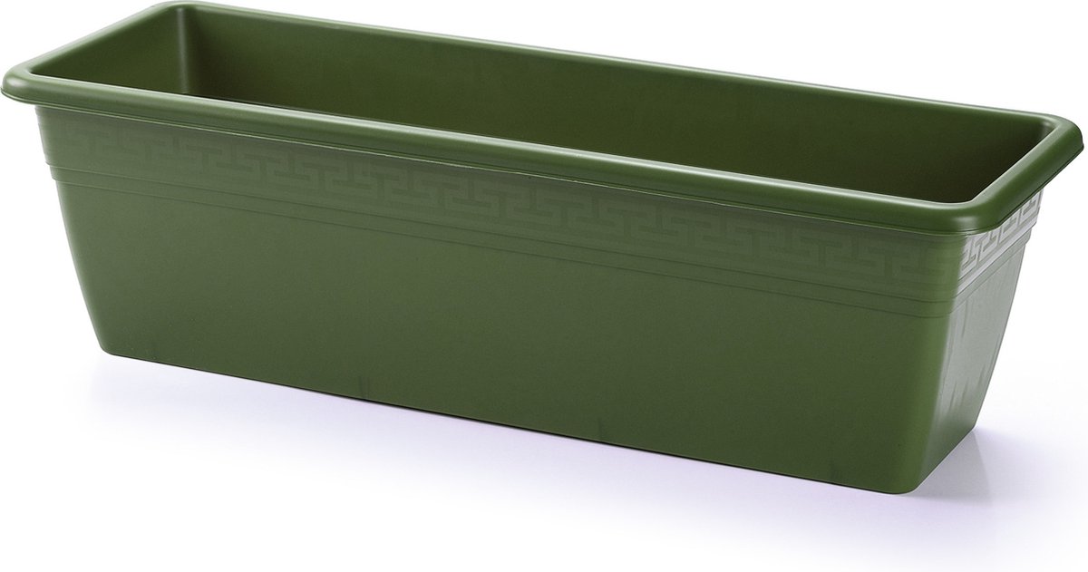 PlasticForte Plantenbak - groen - rechthoekig - 50 x 17 x 15 cm - Bloembakken voor binnen/buiten