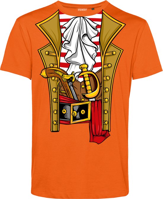 T-shirt Piraten Kostuum | Carnavalskleding heren | Carnaval Kostuum | Foute Party | Oranje | maat 4XL