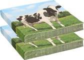 40x Boerderij thema servetten met koeien print 33 x 33 cm - Landelijke tafeldecoratie wegwerp servetjes