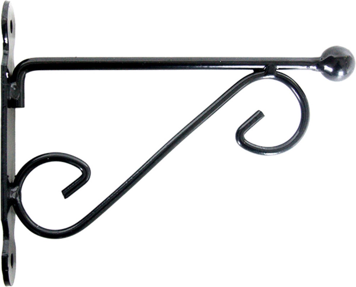 Muurhaak/plantenhaak met dubbele sierkrul voor plantenpotten - metaal - 20 x 16 cm - hanging basket haak - Esschert Design