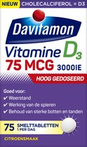 Davitamon Vitamine D3 75 mcg - Hoog Gedoseerd - Vitamine D smelttabletjes - 75 stuks