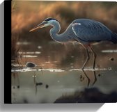 Canvas - Dier - Reiger - Water - 30x30 cm Foto op Canvas Schilderij (Wanddecoratie op Canvas)