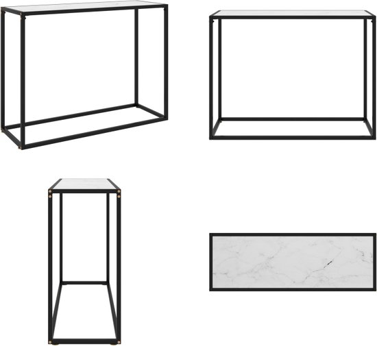 vidaXL Wandtafel 100x35x75 cm gehard glas wit - Wandtafel - Wandtafels - Bijzettafel - Bijzettafels