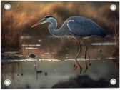 Tuinposter – Dier - Reiger - Water - 40x30 cm Foto op Tuinposter (wanddecoratie voor buiten en binnen)