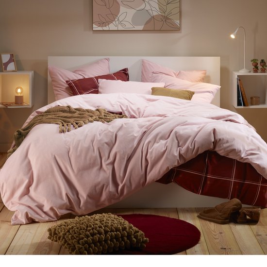Moodit Housse de couette Freya Pink Pearl - Lits Jumeaux - 240 x 220 cm - Flanelle de Katoen