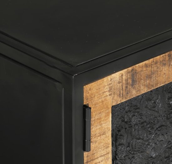 Dressoir 110x30x65 cm massief ruw mangohout en staal