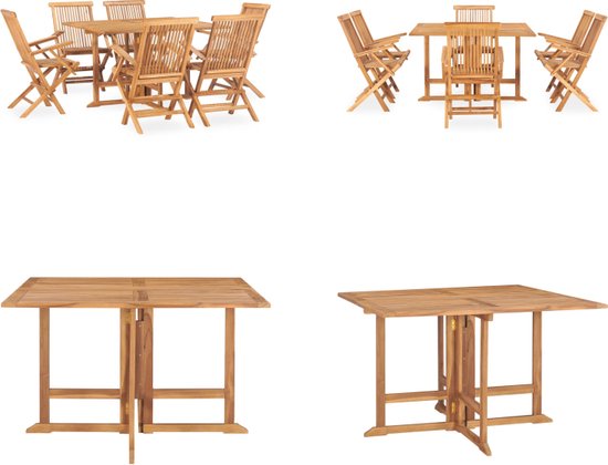 Lechnical Inklapbare tuintafel, diameter 110 x 75 cm, van massief teakhout, tuintafel, tafel voor buiten, tuintafel