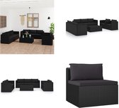 vidaXL 10-delige Loungeset met kussens poly rattan zwart - Loungeset - Loungesets - Lounge Set - Lounge Sets