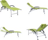 vidaXL Ligbed aluminium en textileen groen - Ligbed - Ligbedden - Ligstoel - Ligstoelen