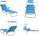 vidaXL Chaise longue avec auvent Acier Bleu acier - Chaise longue d'extérieur - Chaises longues - Chaise longue - Chaises longues