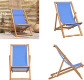 vidaXL Ligstoel 56x105x96 cm teakhout blauw - Tuinstoel - Tuinstoelen - Strandstoel - Strandstoelen
