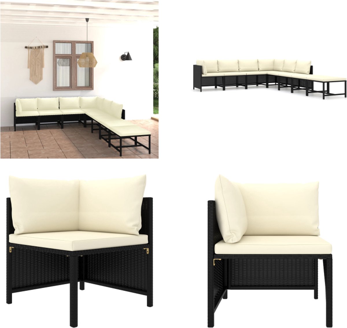 Vidaxl Tuinset Zwart Loungeset