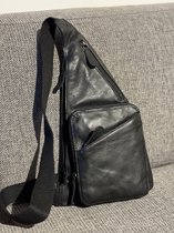 Lederwaren LD crossbody bag verstelbare band super handig kleur zwart