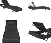 vidaXL Chaise longue Poly rotin et textilène Noir - Chaise longue - Chaises longues - Chaise longue en rotin - Chaises longues en rotin