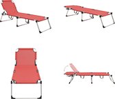 vidaXL Ligbed extra hoog inklapbaar senior aluminium rood - Inklapbaar Senior Ligbed - Inklapbare Senior Ligstoelen - Inklapbaar Senior Ligbed - Inklapbare Senior Ligbedden
