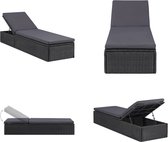 vidaXL Ligbed poly rattan zwart en donkergrijs - Zonnebed - Zonnebedden - Ligstoel - Ligstoelen