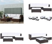 vidaXL-5-delige-Loungeset-met-kussens-poly-rattan-bruin - Lounge Sets - Lounge Sets - Rotan Lounge Set - Tuin Banken
