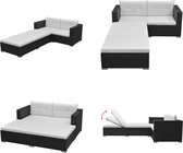 vidaXL 3-delige Loungeset met kussens poly rattan zwart - Tuinbank Set - Tuinbank Sets - Bankenset - Bankensets