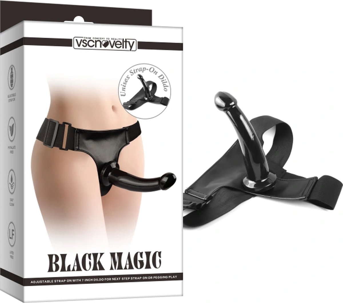 vscnovelty® - Black Magic Unisex Strap-On Dildo - aanpasbare pasvorm - Perfect Fit