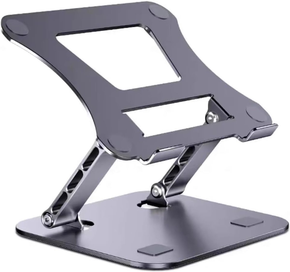 Laptop standaard verstelbaar - Laptopstandaarden- Laptop verhoger - Laptop standaard opvouwbaar - Hoogwaardig Aluminium - V 11 t/m 17 inch - Grijs