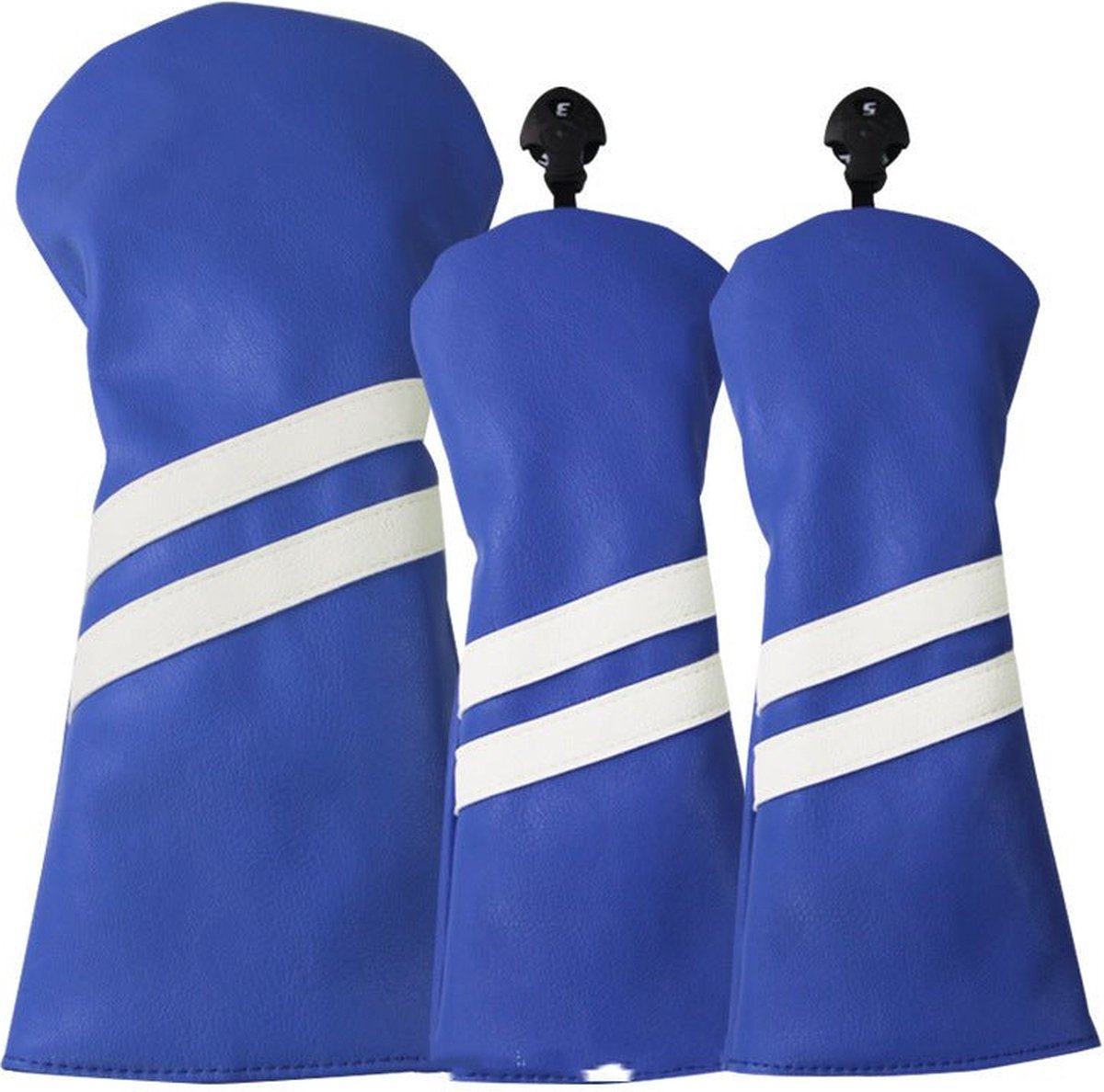 Golf Club Headcover Double-Stripe Blauw- Headcovers-Golf Spullen- Driver, Hybride, Fairway wood - Golf-Spullen.nl