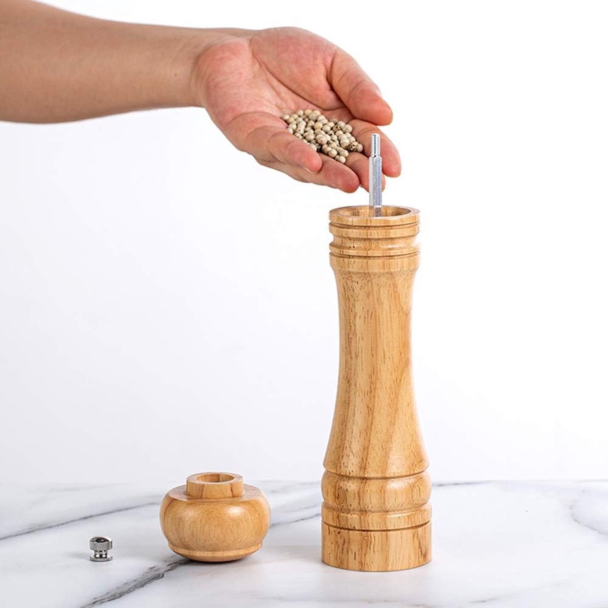 Houten Pepermolen Set Zout En Pepermaler Kit Handmatige Molen Stevig houten-pepermolen-set-zout-en-pepermaler-kit-handmatige-molen-stevig