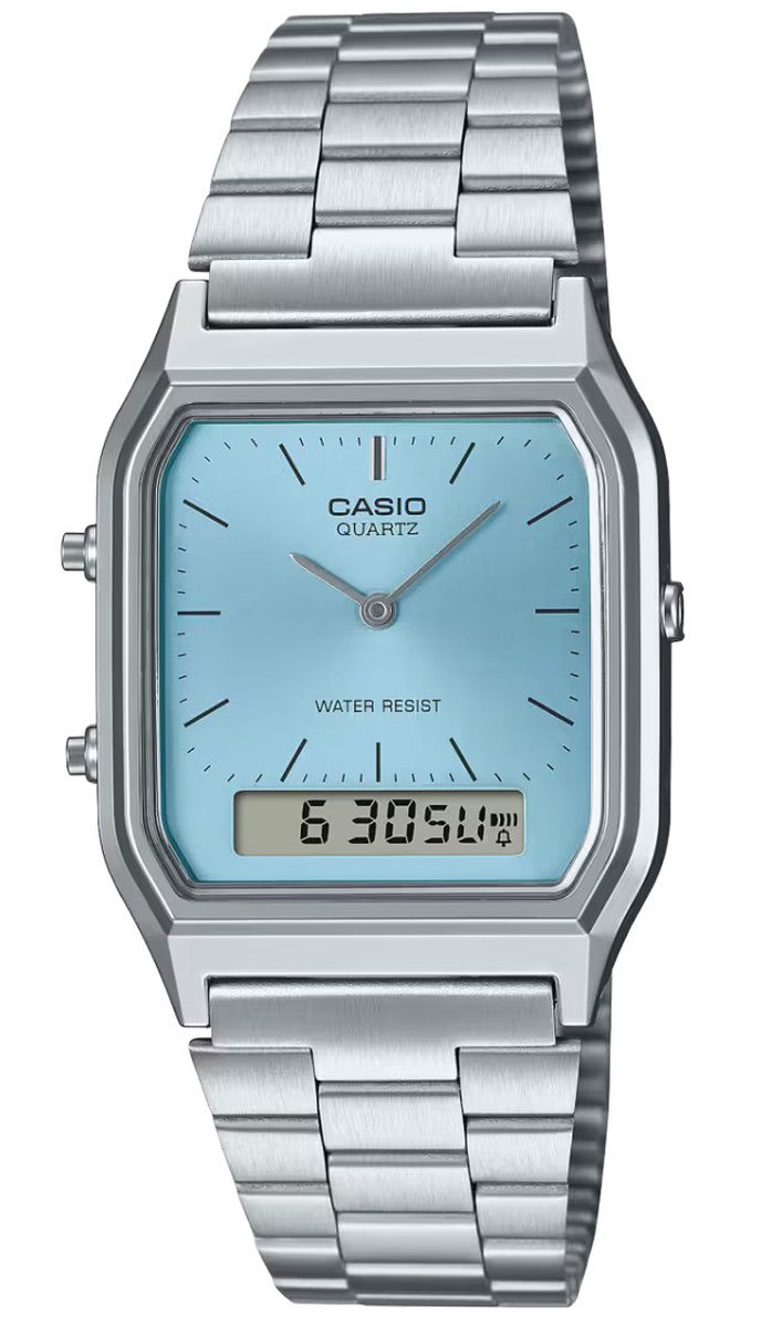 Casio Casio Collection Vintage AQ-230A-2A1MQYES Horloge - Staal - Zilverkleurig - Ø 31.5 mm