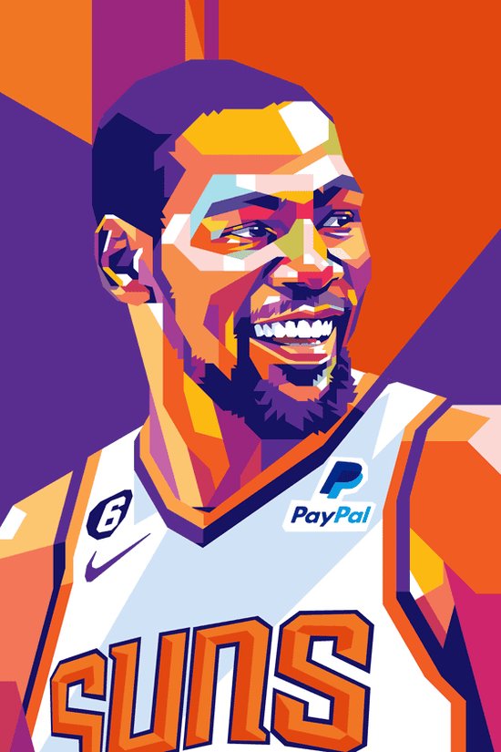 Kevin Durant Poster | NBA | Affiche de Basketbal | Suns de Phoenix | Affiche de Sport | Affiche Pop Art | 61x91cm | Décoration murale | Affiche murale | Convient pour l'encadrement