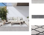 vidaXL Tuinkleed - Buitenkleden - Afmeting 80 x 250 cm - Omkeerbaar - Duurzaam polypropeen - Geschikt voor binnen en buiten - Grijs en wit - Waterafstotend - Buitenkeuken