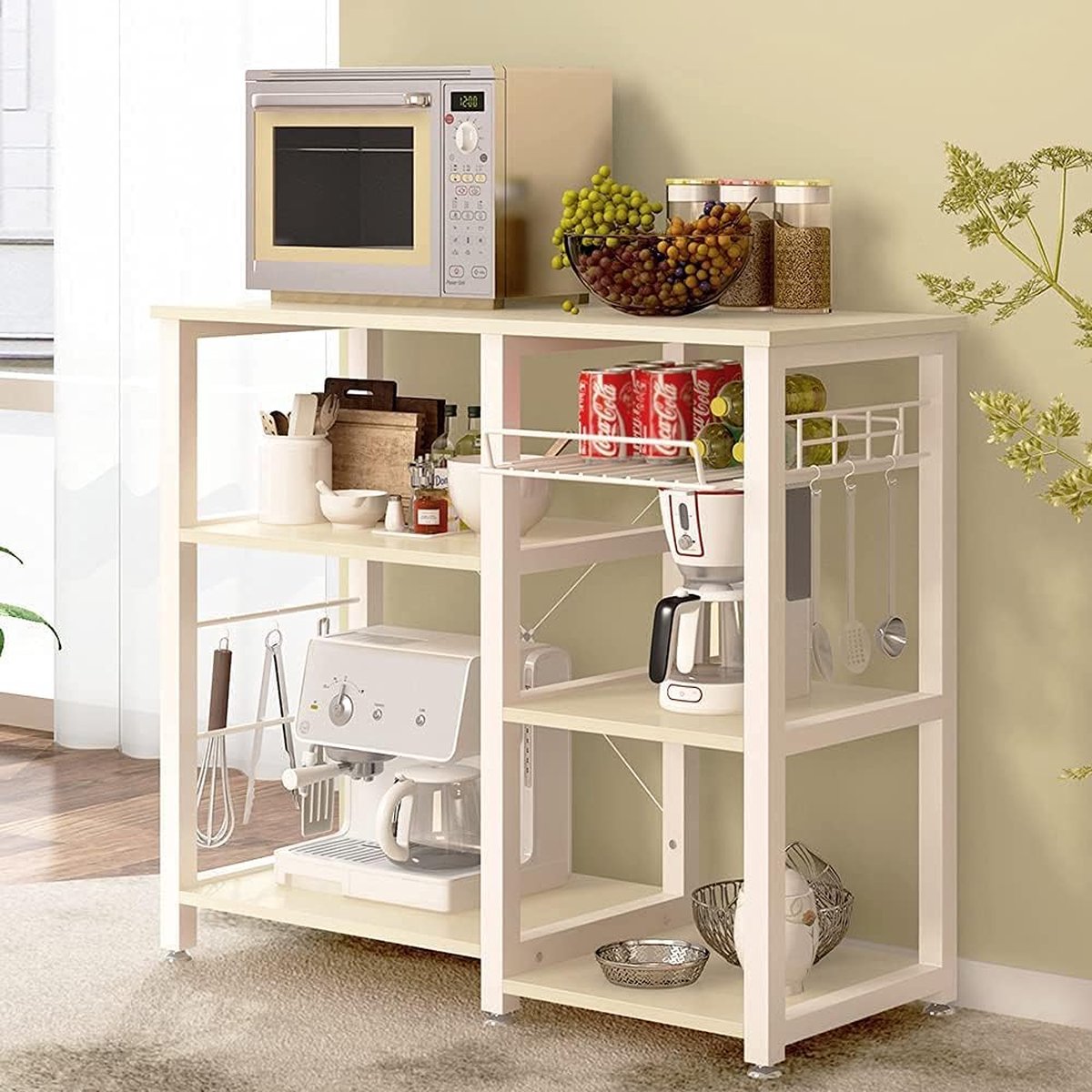 Bakkerijrek keukenplank staande plank bakker plank magnetronhouder multifunctioneel keukenopbergrek met 3 planken
