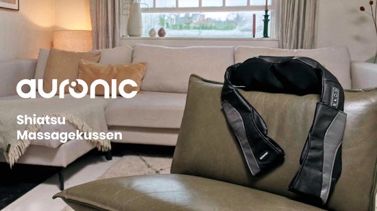 Auronic Shiatsu Massagekussen - Elektrisch Nekmassage Apparaat - Infrarood Warmtefunctie - Inclusief Draagtas - Nek en Schouder - Massage Apparaten - Zwart