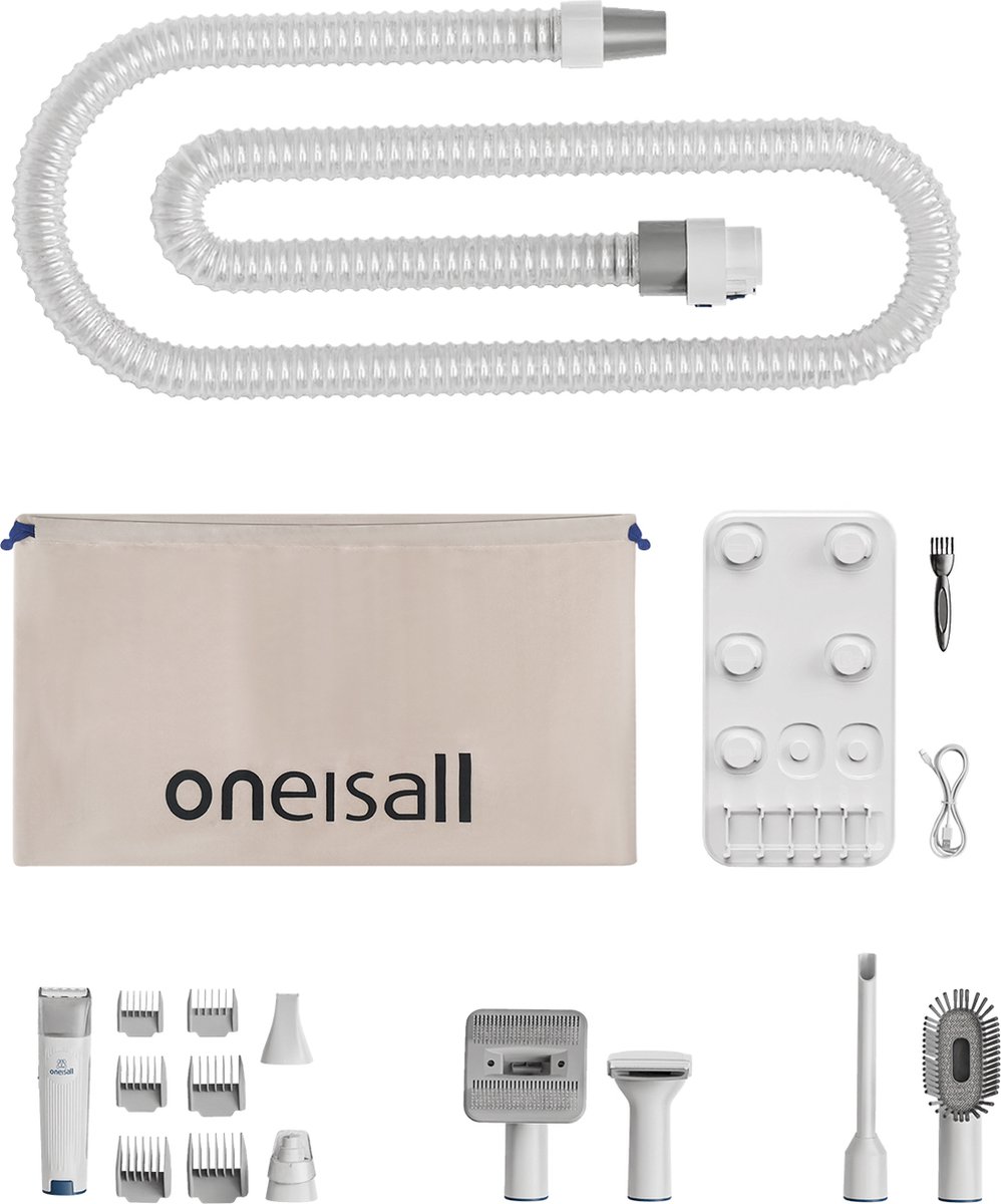 oneisall Aspirateur de poils de chien et kit de toilettage pour animaux de  compagnie avec broyeur à ongles, gobelet à poussière de 1,5 L (gris)