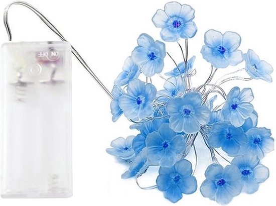 Finnacle - "Batterij-Lichtslinger - 20 LED-Lampjes, Multi-Colour, 2m, Blauw Bloemen-Blossom"