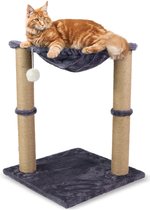 Mobiclinic Milo - Krabpaal voor katten - Met hangmat - 40 x 40 x 50 cm - Stevig, Gemakkelijk schoon te maken, Kattenbed, Draagbaar en lichtgewicht - Ondersteuning 10 kg - Speelbal - Grijs