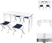 vidaXL Inklapbare Campingtafel set - Tafel en 4 Stoelen - Verstelbare Hoogte - Groot Draagvermogen - Duurzaam Aluminium Frame - Oxford Stof - 120x60x70/62/55cm - Campingstoelaccessoire