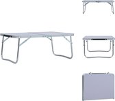 vidaXL Inklapbare campingtafel - Aluminium en MDF - 60x40x26 cm - Wit - Campingstoelaccessoire