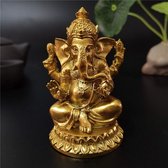 Gouden Lord Ganesha Beelden Hindoe Olifant God Standbeeld Hars Sculptuur Indiase Ganesha Figuur Handgemaakte Cadeau Decoratie Ornamenten voor Huis Tuin Auto