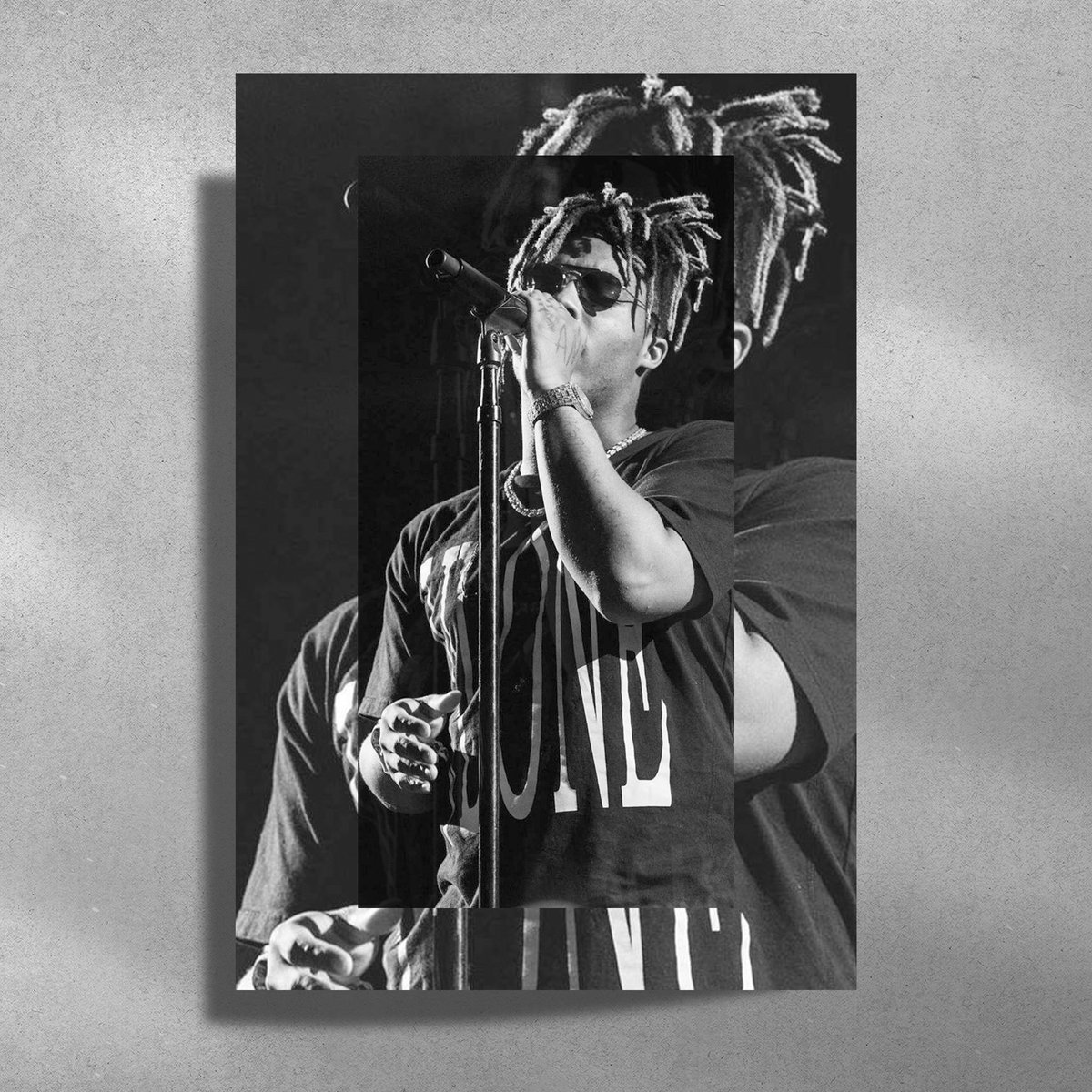Luxe poster Juice Wrld - Metalen Poster 40x60cm - Performing zwart