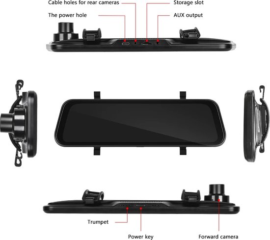 Achteruitkijkspiegel - Ingebouwde Dashcam - Carplay & Android Auto - Past op elk voertuig van Auto-Vox — afbeelding 3