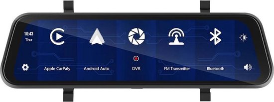 Achteruitkijkspiegel - Ingebouwde Dashcam - Carplay & Android Auto - Past op elk voertuig van Auto-Vox — afbeelding 2