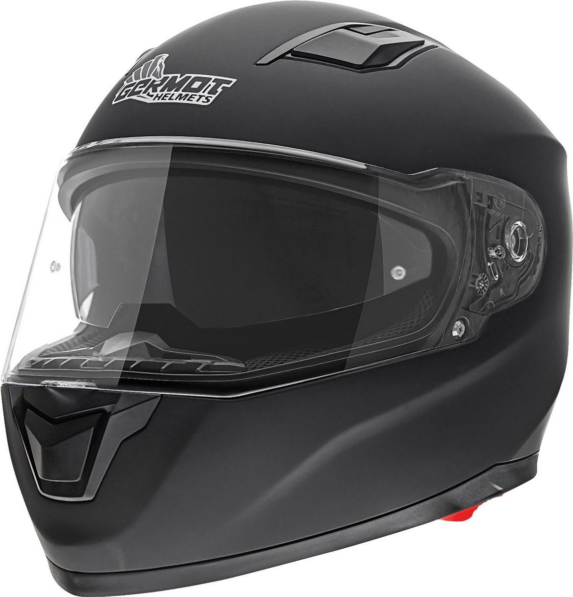 Germot Motorrad Helm GM 330 Integralhelm mit integriertem Sonnenvisier matt Black-S