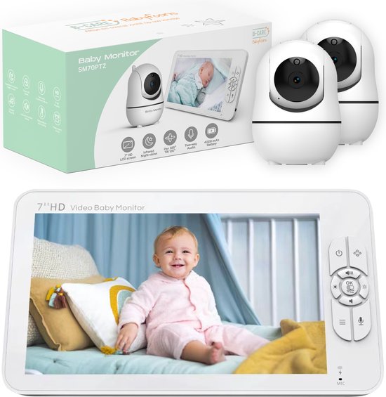 Babyfoon B-care avec 2 caméras - Écran 7,0 pouces - Extensible à 4