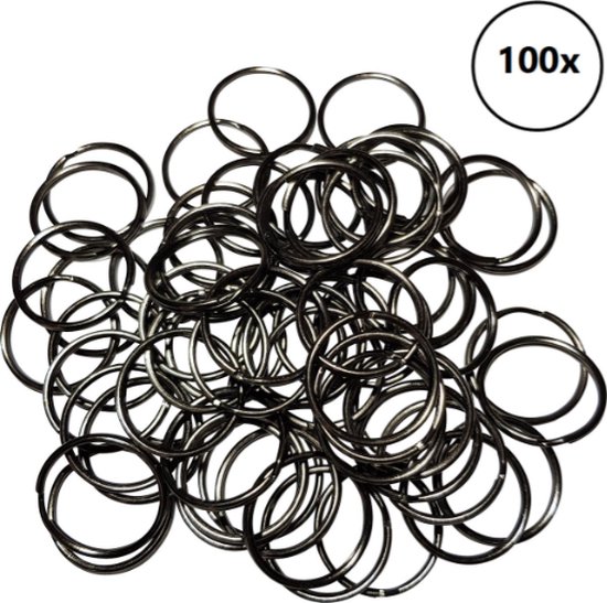 &ERGY Sleutelringen 20 mm zwart (100 stuks) | Sleutelring voor sleutelhanger | Splitringen | Metalen ring hobby | Sleutellabels | 2024