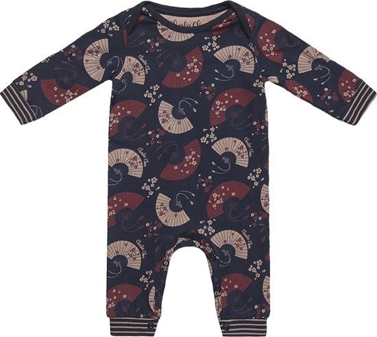 Charlie Choe - 2pack - Marine - Rouge Foncé - Combishort - Salopette - Barboteuse - Combinaison bébé - Combinaison - Combinaison naissance - Barboteuse - Eventails - Geishas - Taille 50