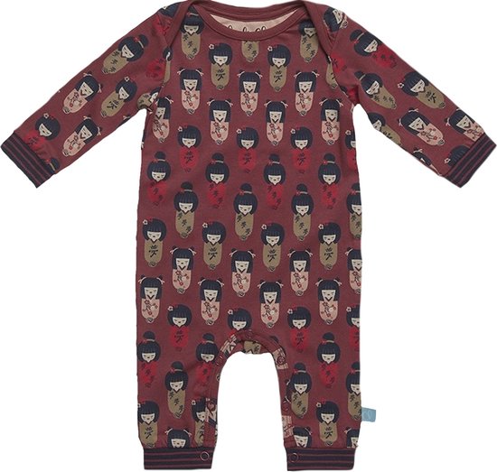 Charlie Choe - 2pack - Marine - Rouge Foncé - Combishort - Salopette - Barboteuse - Combinaison bébé - Combinaison - Combinaison naissance - Barboteuse - Eventails - Geishas - Taille 50