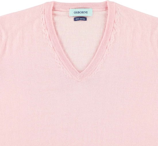 Osborne Knitwear Pull col V - Laine mérinos - Femme - Pink - XL