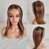 Braziliaanse Remy pruik 18 inch - Highlight steil haren - 100% human hair 4x4 lace closure wig