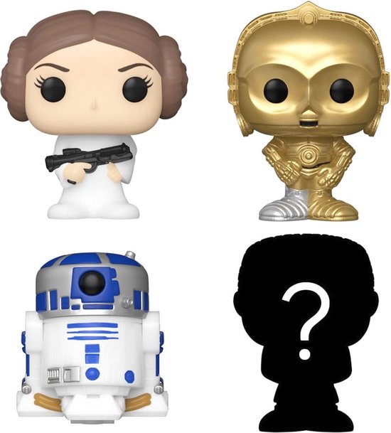 Funko Princess Leia, C-3PO, R2-D2 and mystery chase - Funko Bitty Pop! - Star Wars Figuur - 2cm